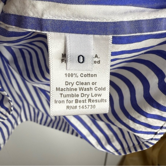 Mark D Sikes 100% Cotton blue and white striped bell sleeve top size 0 - Picture 4 of 8